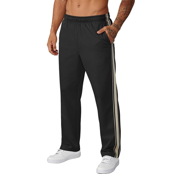 NKZNKZ Men's Workout Athletic Pants Mens Pants Athletic Open Bottom Running Pants Lightweight Sweatpants with Pockets,Black,SIZE:L