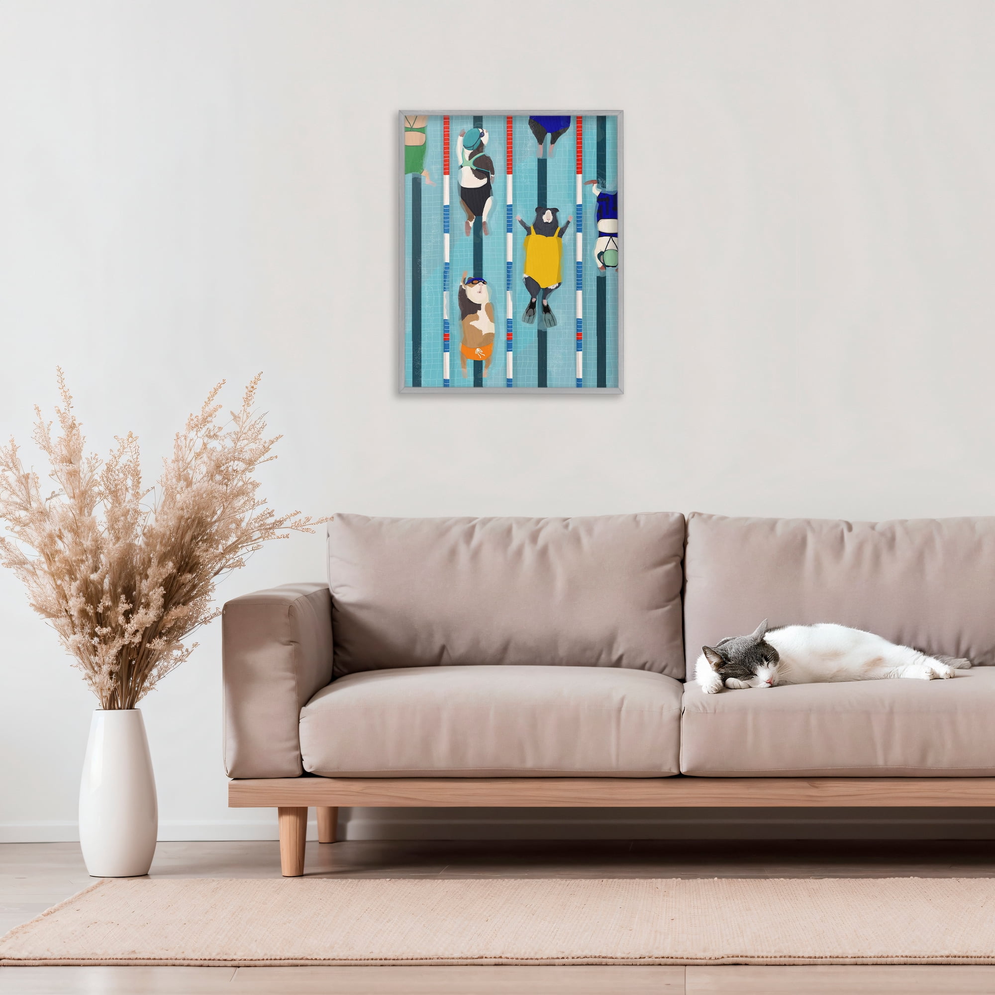 Stupell Industries Guinea Pigs at Lido Gray Framed Giclee Art, design by Hanna Melin
