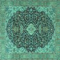 thumbnail image 1 of Ahgly Company Machine Washable Indoor Square Persian Turquoise Blue Traditional Area Rugs, 5' Square, 1 of 4