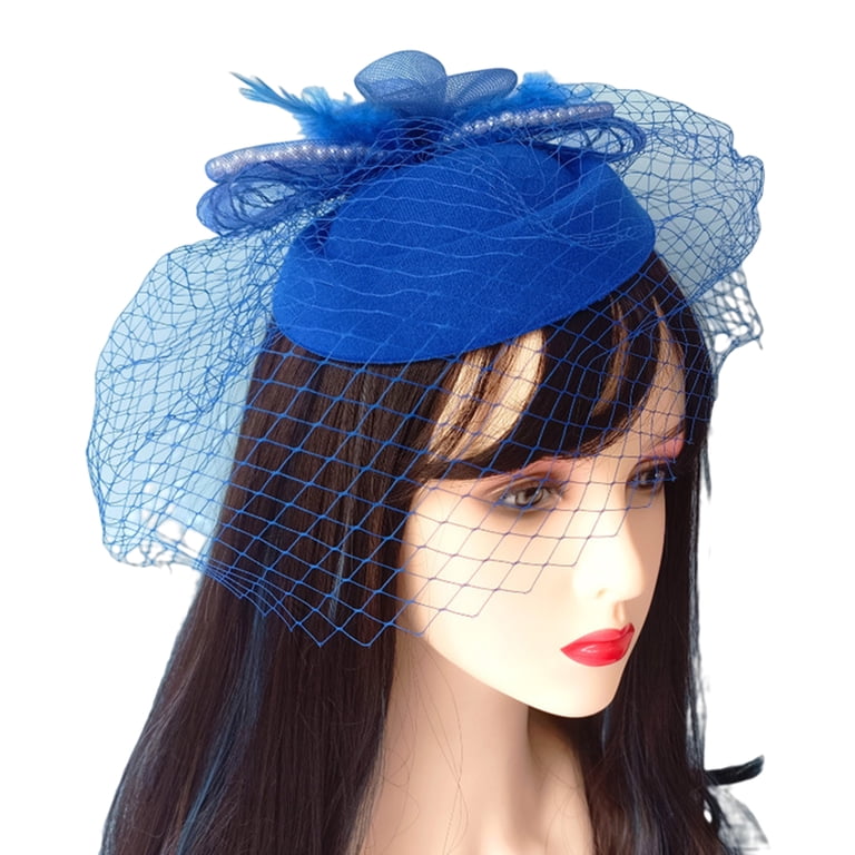 opvise Women Mini Hat Vintage Mesh Fishnet Solid Color Hair  display picture 1