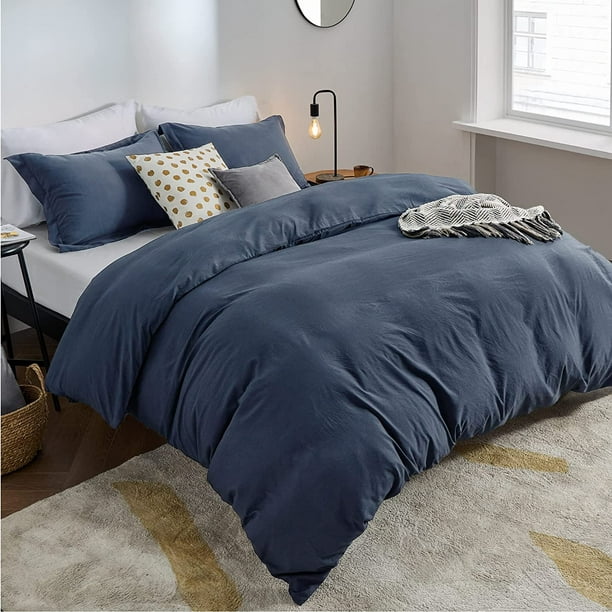 Bedsure Couvre-pied bleu foncé en duvet pour plein lit - Couvre