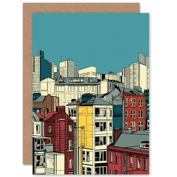 Manchester City Architecture Styles Cityscape Travel Birthday Greeting Card Plus Envelope Blank inside