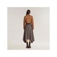 thumbnail image 3 of Womens Coffee Brown Asymmetrical Plaid Midi Skirt With Handkerchief Hem, 3 of 6
