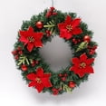 thumbnail image 2 of Gran oferta, corona navideña de PVC decorada de 40cm con frutos rojos y flores rojas, adornos navideños, 2 of 4