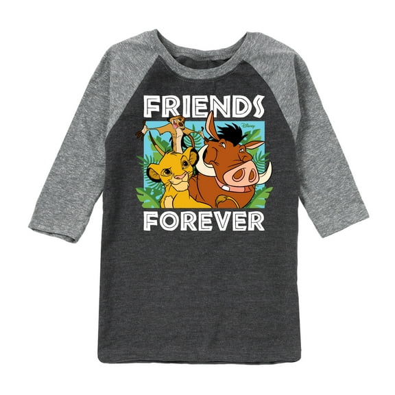 The Lion King - Simba Pumbaa, & Timon - Best Friends - Toddler & Youth Raglan Graphic T-Shirt