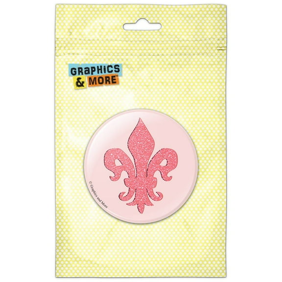 Glitter Fleur De Lis Pink Refrigerator Button Magnet