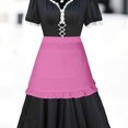 thumbnail image 5 of Lenago Womens Apron Dresses For Women Oktoberfest Costumes Multiple Color Schemes Square Collar Short Sleeves Dirndl Dresses German Dresses Festival Bavarian Costume Beer Carnival Women Party Dresses, 5 of 9