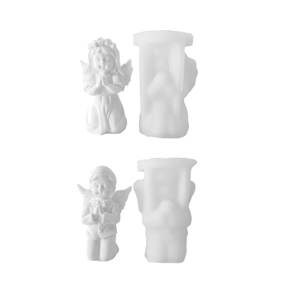 COMEET Candle Moulds, 3D Prayer Girl Silicone Fondant Mold Epoxy Resin Mold Pottery Plaster Chocolate Cake Decoration Kitchen Baking