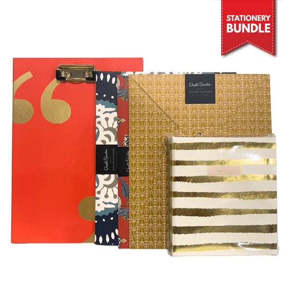 Chic Desk Essentials Bundle – 5-Piece Stylish Office & Stationery Set with Clipboard, Decorative File Folders & Address Book