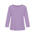 thumbnail image 5 of Dwellite Long Sleeve Shirts for Girls Crewneck Soft Fall Tops Casual Basic Cotton Blend Long Sleeve Tee 3-10 Years Light Purple 140, 5 of 5