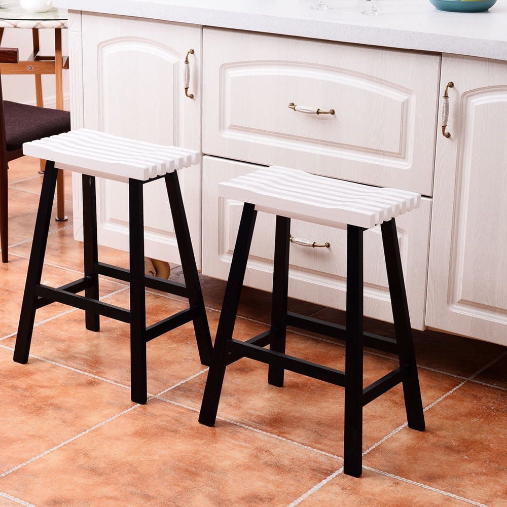 Ktaxon Set Of 2 Bar Stools Kitchen Counter Dining Saddle Seat Wood Ktaxon Set Of 2 Bar Stools Kitchen Counter Dining Saddle Seat Wood Pub Chair 24 Inch