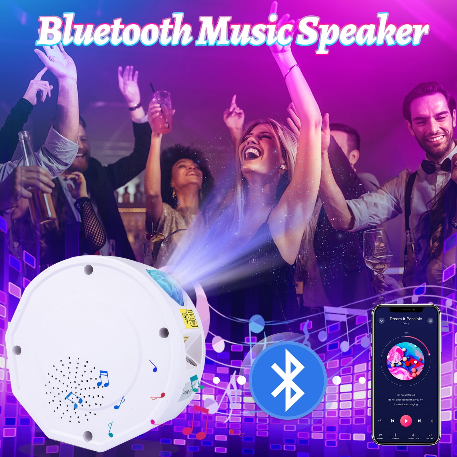 VOPOCO Bedroom Galaxy Star Projector Bluetooth Sync Music Sound Control Led Nebula Night Light Room Decor