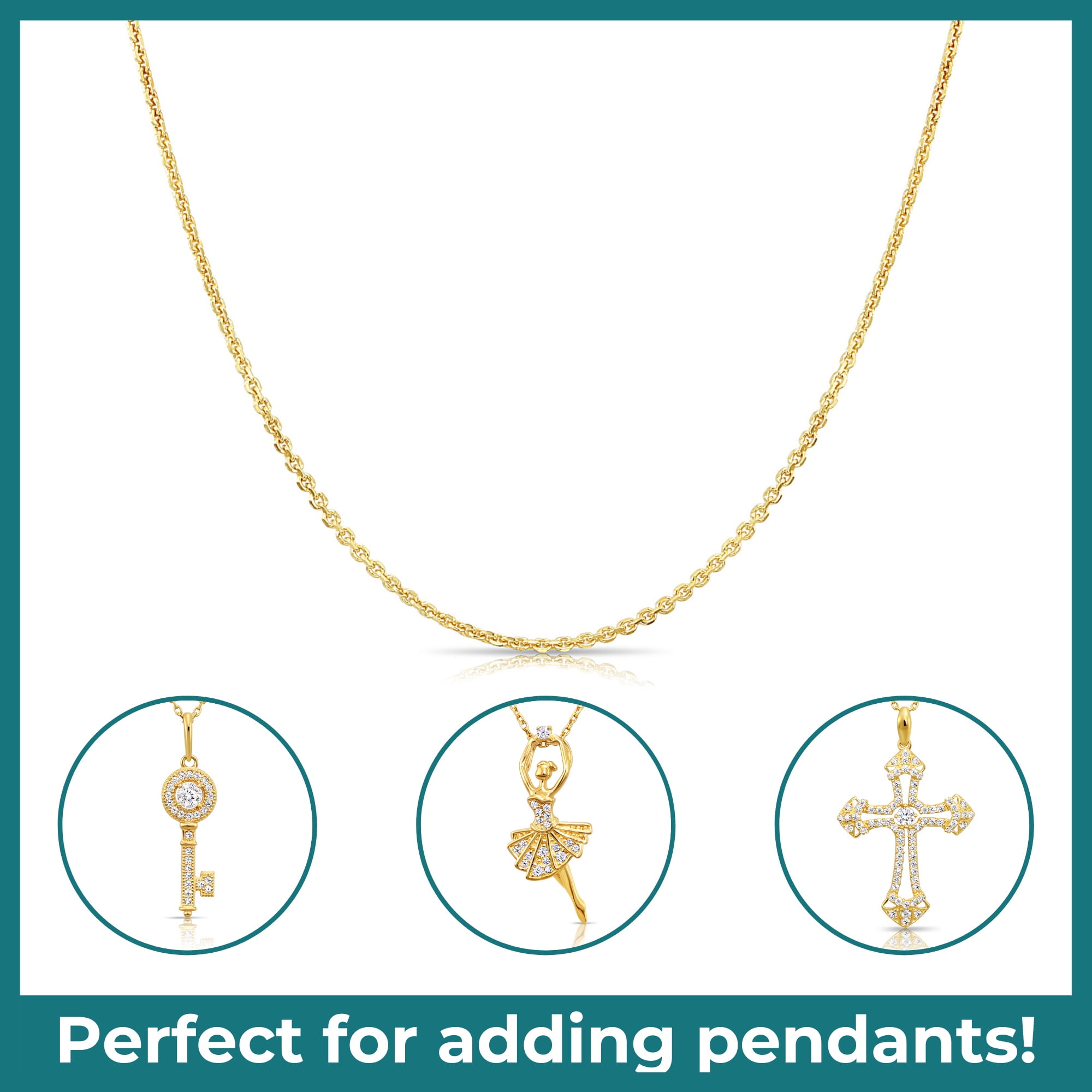 Tilo Jewelry 14K Solid Yellow Gold Diamond-Cut Cable Thin Chain Necklace with Secure Spring-Ring Lock | 0.9mm - 16 Inch | Everyday Dainty Necklace for Women, Men, Unisex