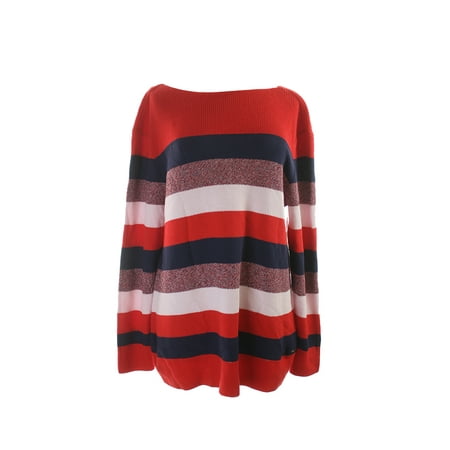 Tommy Hilfiger Red Striped Boat-Neck Sweater XL