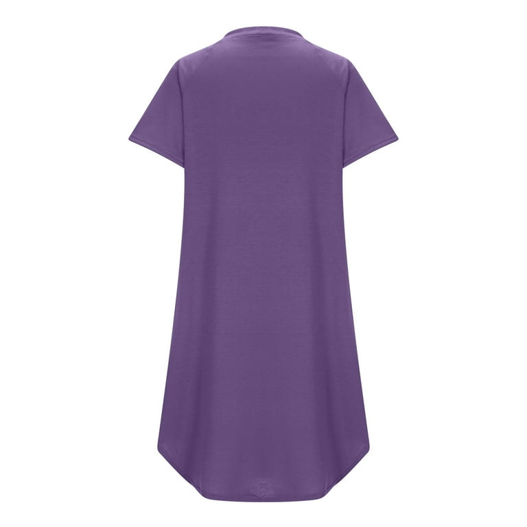 Robe D'Été Femme Manches Courtes Encolure V - Mini Robe T-Shirt Beach - Noir Taille XS