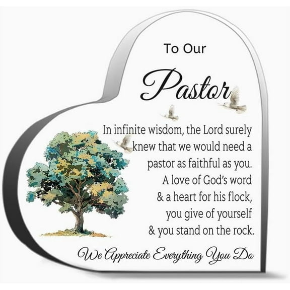 Pastor Appreciation Gifts Pastor Thank You Gift For Men Women Acrylic Heart Shaped Keepsake Religiou Unique Acrylic Heart Shaped Plaque Desk Decorations Present Gifts