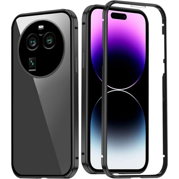 Compatible with Oppo Find X6 Pro Case with Built-in Privacy Glass Screen Protector, Ultra Slim Oppo Find X6 Pro Phone Case Clear for Women Men Shockproof Protective Cover (Black)