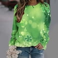 thumbnail image 2 of Staron Vente de Liquidation Chandail de la Saint-Patrick pour Femmes Trèfle Irlandais chandail Manches Longues Col Rond Coupe Ample Manches Raglan T-shirt, 2 of 7