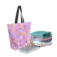 thumbnail image 2 of Open Top Canvas Tote Bag with Zipper Reusable Shopping Bag 13.5x15" Roomy Carryall Small Colors Shapes, 2 of 9