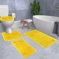 thumbnail image 2 of Juego de 4 alfombrillas de baño de color liso, universales, suaves, cómodas, con absorción de agua, antideslizantes, gruesas, lavables a máquina y de secado rápido., 2 of 6