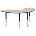 thumbnail image 1 of ECR4Kids 36in x 72in Half Moon Everyday T-Mold Adjustable Activity Table Maple/Blue/Black - Super Leg, 1 of 2