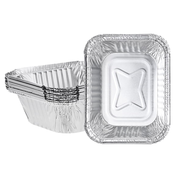 Uxcell 10-Pack Grill Drip Pans, 6 x 4.7 x 1.8 Inch Disposable Aluminium Foil Grease Trays for Barbecues [Silver Tone]