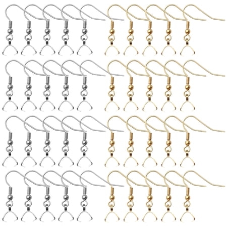 50pcs Stainless Steel Hypoallergenic Earring Hooks Wire Ear Ball Hooks with Pendant Clasp for Jewelry Making Supplies