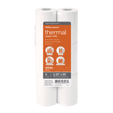 Office Depot® Brand Thermal Paper Rolls, 2 1/4" x 50', White, Pack Of 6
