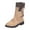 Khaki, variant on Hvyesh Womens Boots Womens Shoes Fashion Retro Western Boots Casual Warm Low Heels Mid-Calf Boots