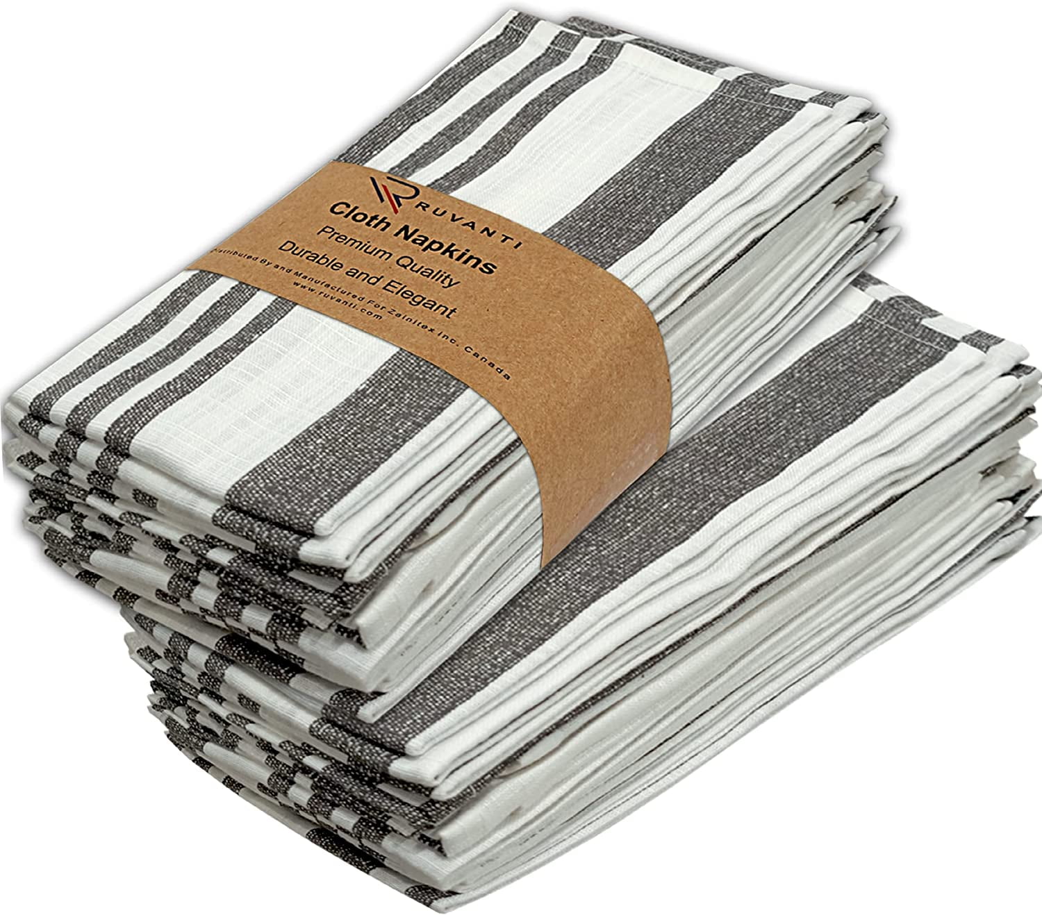 Ruvanti Kitchen Cloth Napkins 12 Pack 100 Cotton 20 by 20 inch Grey