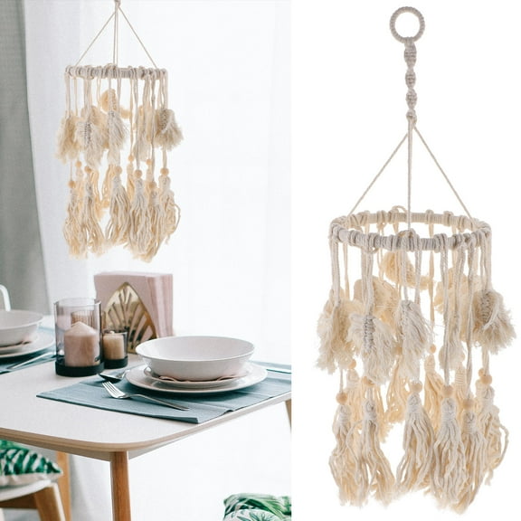 OHOIOLLA Macrame Lampshade Long Fringe 1Pack 23.6X7.9in