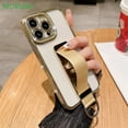thumbnail image 2 of Wrist Strap Finger Ring Invisible Holder Phone Case for iPhone 14 15 ProMax 12 13 Pro Max 11 Plus Luxury Diamond Plating Cover, 2 of 5