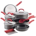 thumbnail image 1 of Rachael Ray Create Delicious Hard Anodized Nonstick Cookware Pots and Pans Set, 11 Piece, Red Handles, 1 of 2