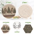thumbnail image 4 of 6 Pcs Drink Coasters with Holder 3.94in Woven Coasters for Drinks Snowmen and Deer in The Forest Coaster Set for Protection Table, 4 of 7