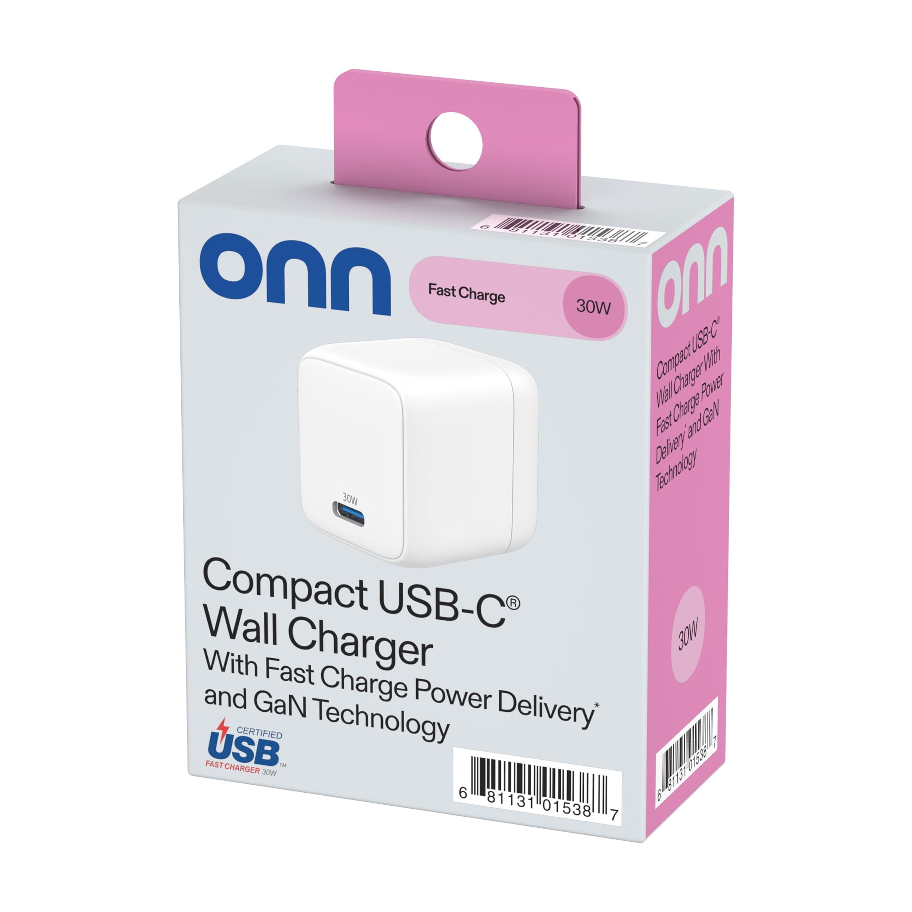 Cargador de Pared onn 30W GaN de un Solo Puerto USB-C, Carga Rápida, Certificado USB-IF, Enchufe Plegable, Blanco - Compatible con iPhone, Samsung Galaxy, Google Pixel y más 6
