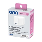 onn 30W GaN Single USB-C Port Wall Charger, Fast Charging, USB-IF Certified, Foldable Plug, White - Compatible with iPhone Series, Samsung Galaxy, Google Pixel, and More