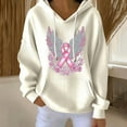 thumbnail image 2 of Women’s Breast Cancer Awareness Hoodie Pink Angel Wings Sequin Print Long Sleeve Casual Sweatshirt Support Survivor Ribbon Graphic Pullover for Empowerment and Remembrance, 2 of 5