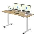 thumbnail image 2 of FLEXISPOT E6 63"x24" Dual Motors 3-Stage Standing Desk Solid Wood Home Office Height Adjustable Desk with Wheels, Solid Rubber Wood Desktop and White Frame, 2 of 10