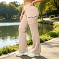 thumbnail image 3 of Flare Pants for Women High Waisted Stretch Slim Fit Pockets Versatile Yoga Pants, 3 of 7