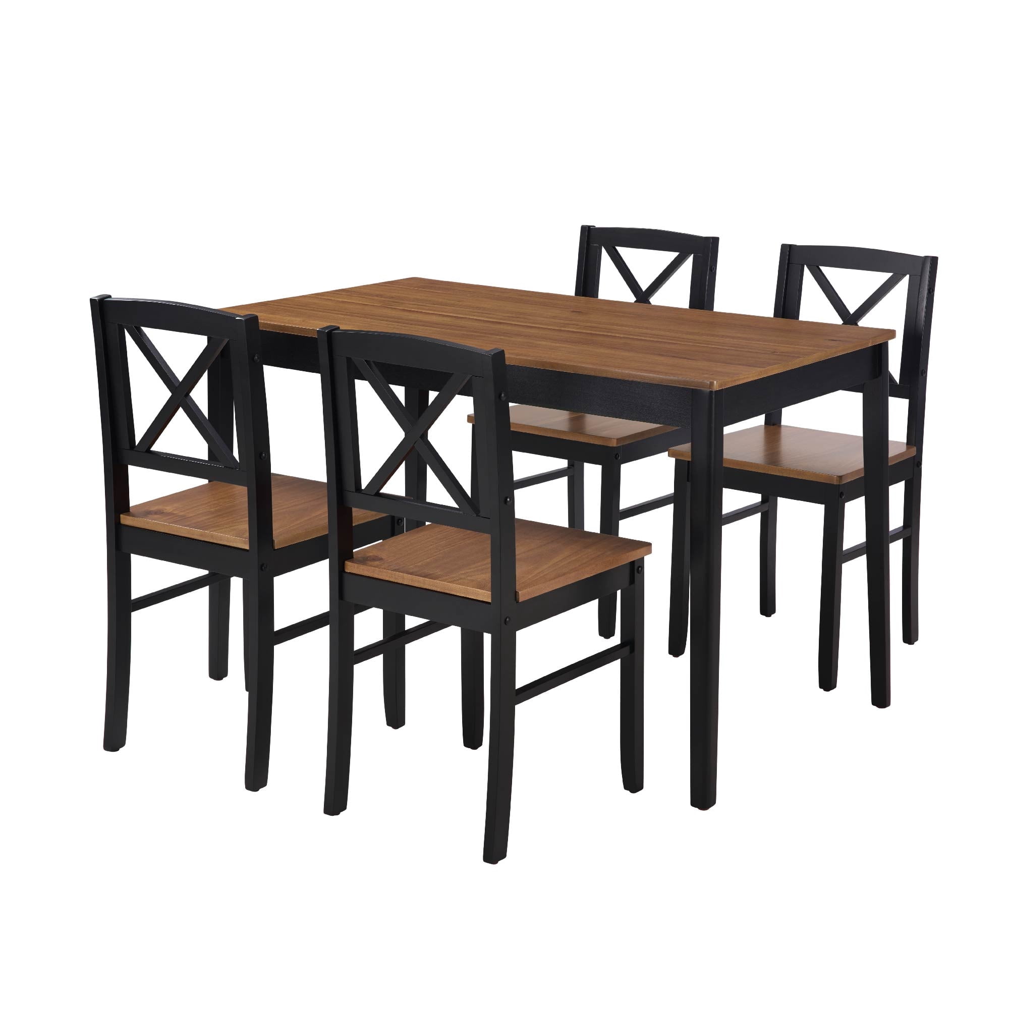 MAYEERTY Eco-Friendly Solid Wood Dining Set – Sustainable Dining Table with Black Metal Accents for Home & Restaurant,Dark Brown