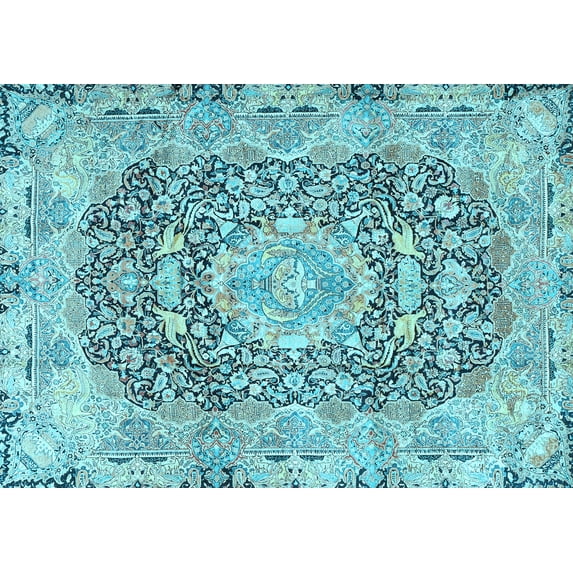 Ahgly Company Indoor Rectangle Persian Light Blue Traditional Area Rugs, 6' x 9'
