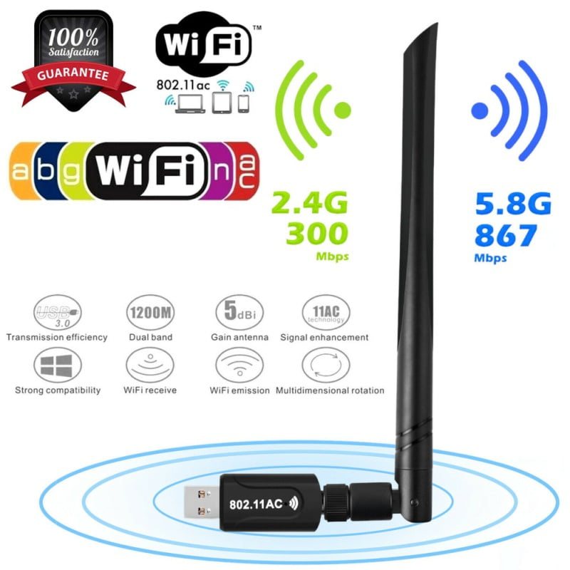 2.4GHz 300Mbps Gaming PCI Express Wireless Network BrosTrend 1200Mbps PCIe WiFi Card Adapter with 2 X 5dBi External Antennas and Magnetic Base 5GHz WiFi 867Mbps for Windows 10/8.1/7 Desktop PC