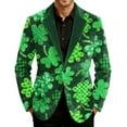 thumbnail image 4 of Levmjia Men's Suit Jacket Corduroy Blazer St. Patrick's Day Green Shamrocks Print Single - Breasted Pocket Stretch S - 4XL Formal Casual Party Outfit, 4 of 8