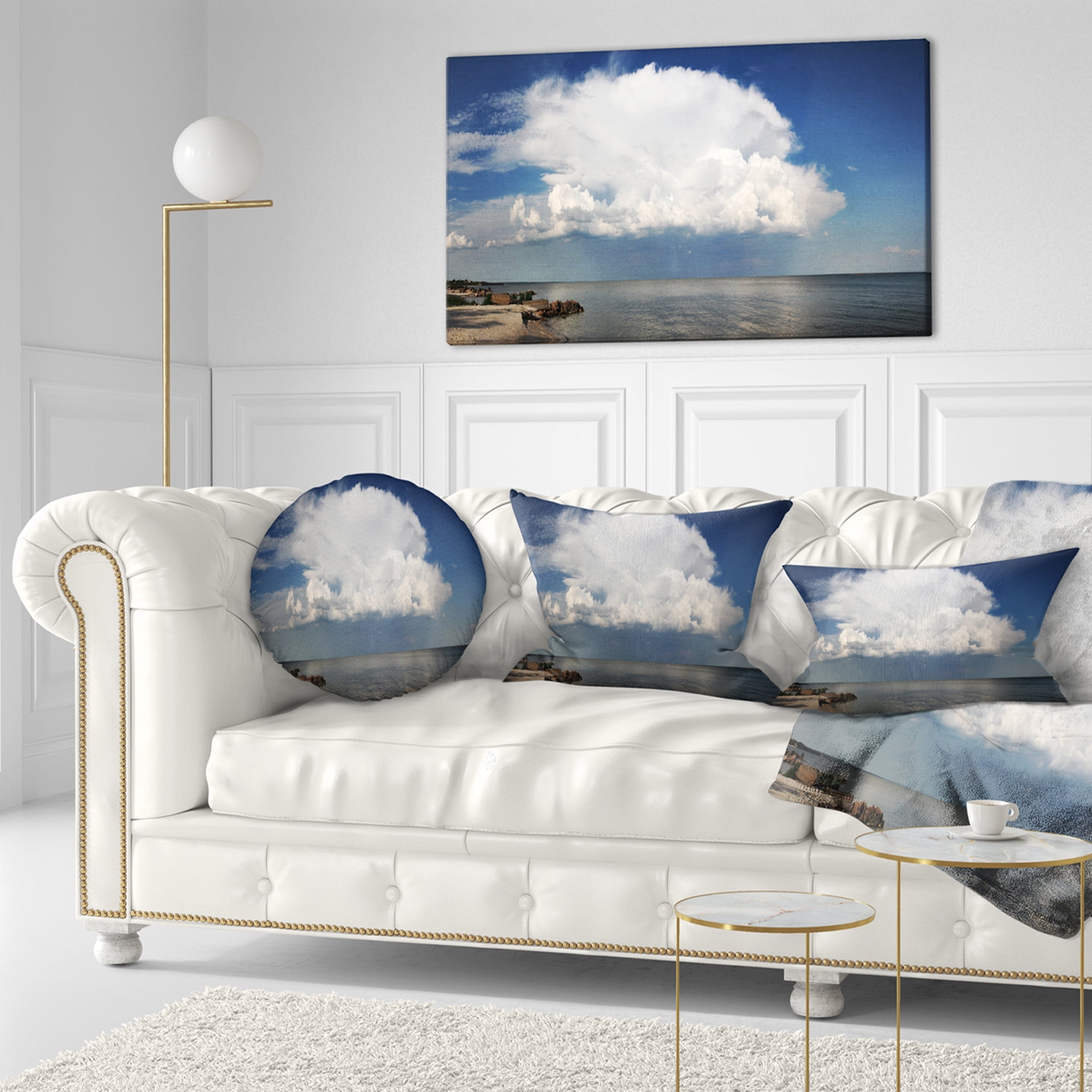 Designart 12" x 20" Blue Polyester Throw Pillow