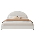 thumbnail image 3 of Christopher Knight Home King Size Bed Frame with Round Curved Headboard, Elegant Design, White Boucle Upholstery, 3 of 12