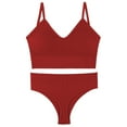 thumbnail image 3 of Women's 2 Piece V Neck Seamless Lingerie Set - No Padding Bra & Thong, Polyester, Solid Color, Sexy/Casual Style, Suitable for Spring/Summer, 3 of 8