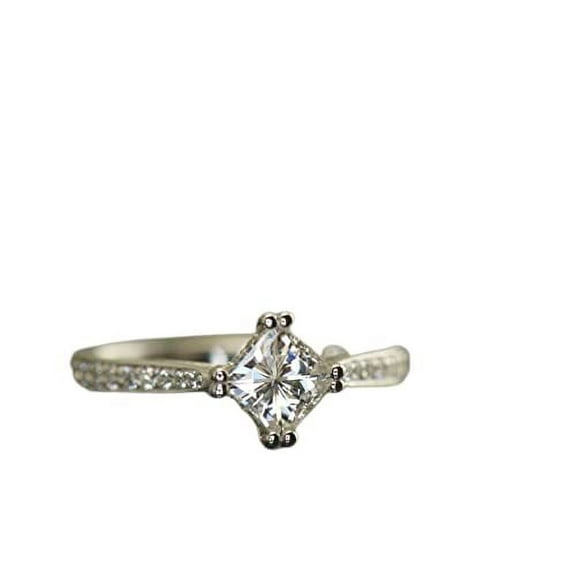 HeartsAndYou 2ct Princess Cut Moissanite Kite Set Solitaire Engagement Ring for Women 18k White Gold over Silver