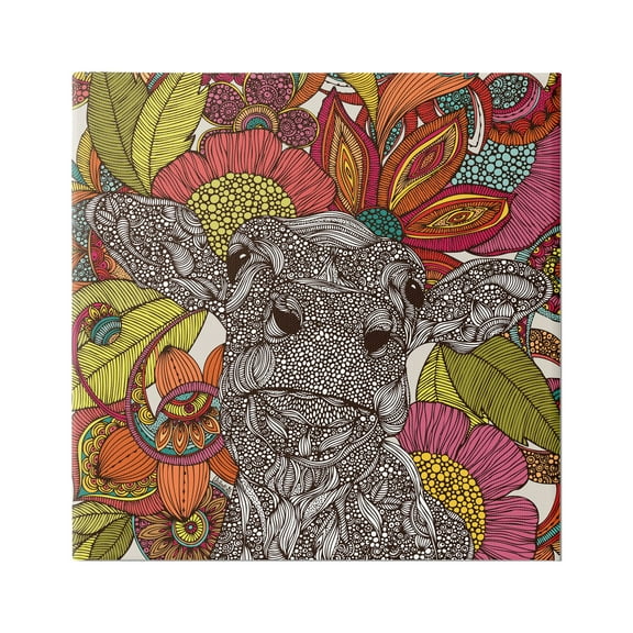Stupell Industries Farm Cow Detailed Fractals Abstract Floral Blossoms Graphic Art Gallery Wrapped Canvas Print Wall Art, Design by Valentina Harper
