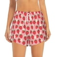 thumbnail image 2 of Xecao's Strawberry And Flowers for a double-layer running short for women, perfect for gym, tennis, and more, featuring a convenient pocket., 2 of 9
