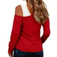 thumbnail image 6 of HongQid Women's Long Sleeve Tunic Tops Casual Cold Shoulder Blouse Shirts, 6 of 6